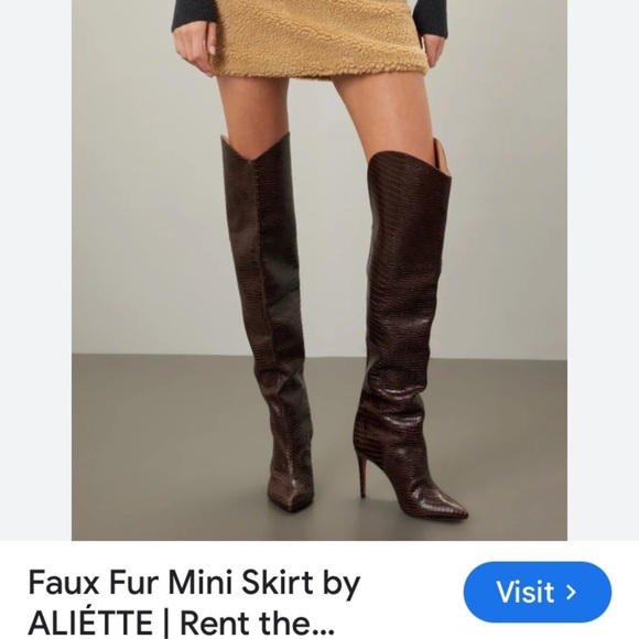 Aliette Women’s Sherpa Faux Fur Mini Skirt Tan Lined New w/o tag size 8 - Picture 15 of 16